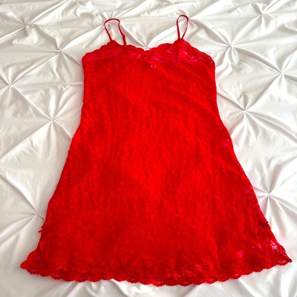 Victoria’s Secret Lace Chemise Slip Adjust Straps Stretch Red Women’s Large EUC - Picture 2 of 9